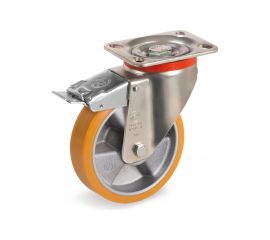 Колесо с вращающейся опорой, пластиной крепления и передним тормозом (100 мм; 250 кг) Tellure rota 656602 