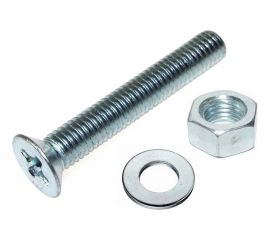 Винт Tech-Krep DIN965 с потайной головкой, оцинкованный M5х25 + гайка + шайба 11 шт - пакет Tec 114063 