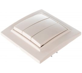 Выключатель EKF Минск СП, 3-клавишный, 10А, бежевый ERV10-024-20 