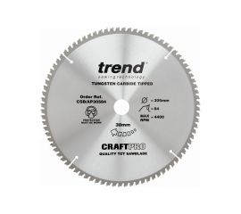 Пильный диск 305 мм 84 зуба по алюминию и пластику TREND CSB/AP30584 