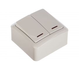 Двойной выключатель с подсветкой Lezard VIOLA белый 751-0200-112 