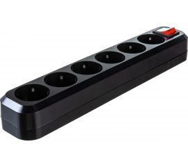 Розеточная колодка TDM 6 гнезд, 2П З, с выключателем, 16А, 250В, черная SQ1806-0140 