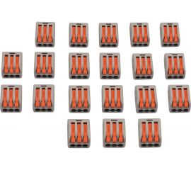 Соединительная 3-проводная клемма REXANT с рычажком 0.08-4 мм2 серая 20 шт 07-5253-4-20 