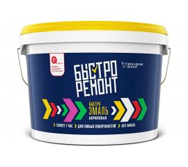 Универсальная акриловая быстроэмаль БЫСТРОРЕМОНТ шелковисто-матовая, база А, 2.7 кг О02049 