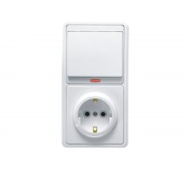 Комбинированный блок Кунцево-Электро БЭЛЛА скрытой установки выключатель c подсветкой+розетка с з/к БКВР-056 5821 