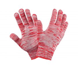 Плотные трикотажные перчатки Фабрика перчаток, без ПВХ, 10 класс, 6 нитей, красные, р.XS 6-10-ПЛ-КР-БП-(XS) 