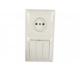 Комбинированный блок Кунцево-Электро СЕЛЕНА скрытой установки выключатель+розетка БКВР-410 8203 