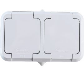 2-ая розетка с крышкой MAKEL герметичная, белая 18354 