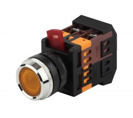 Кнопка ЭРА ABLFS22, желтый d22мм неон, 240В 1з1р 10/400/3200 Б0045655 