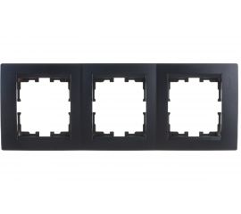 Трехместная вертикальная рамка Lezard KARINA, без вставки, чёрный бархат 707-4200-153 