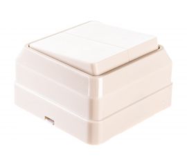 2-клавишный выключатель IEK ОКТАВА 10А, наружный монтаж, кремовый EVO20-K33-10-DC 