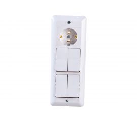 Блок Bylectrica 4 выключателя + розетка СУ, серия ПАРИТЕТ, цвет белый, 4В-РЦ-704 