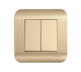 Выключатель LUXAR Deco с/у 2 клавиши, шампань с рифленой рамкой, 250В 10А 4606400620242 