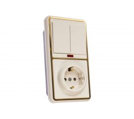 Комбинированный блок Кунцево-Электро БЭЛЛА скрытая установка выключатель с подсветкой+розетка БКВР-210 З 5838 