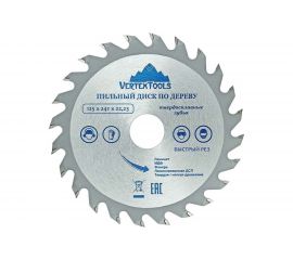 Диск пильный по дереву (125х22.23 мм; 24 зуба) Vertextools 125-24-22 