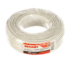 Телефонный кабель REXANT ШТЛП, 2 жилы, CCA, белый, бухта 100м 01-5001-3 