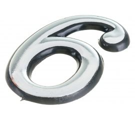 Цифра 6 Левша (50 мм; пластмасса клеящаяся; хром) У4-9106.Х 