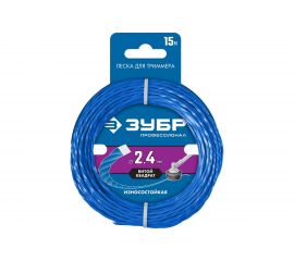 Леска для триммера Профессионал износостойкая (2.4 мм; 15 м; витой квадрат) ЗУБР 71030-2.4 