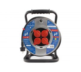 Удлинитель на металлической катушке Power Cube 4 розетки, с заземлением, IP44, 16А, 50м, резина, 3*2,5мм2 PC44803 