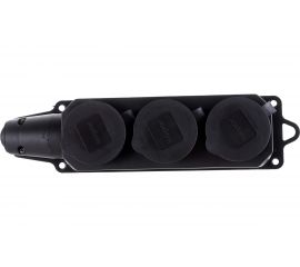 Колодка Navigator, NCA-BLR2-03-16A-E-IP44-BL, 3 гнезда, с/з, каучук, черная 61372 