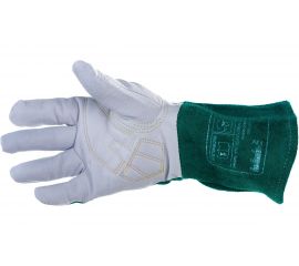 Сварочные краги КЕДР КС-18 УНИВЕРСАЛ TIG бело-зеленые, р-р S 8007390 