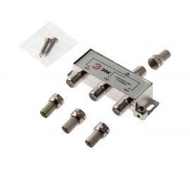 Делитель ЭРА ТВ DF05 3 ответвления под F разъем, в комплекте 4 F разъема, 5-1000 МГц Б0048324 
