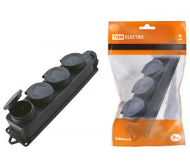 Розетка TDM четырехместная с заглушками каучук 2Р+РЕ 16А 250В IP44 SQ0612-0011 