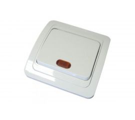 Проходной переключатель TDM Валдай белый одноклавишный с подсветкой 10А SQ1804-0005 