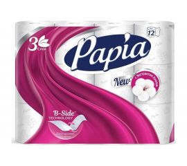 Туалетная бумага PAPIA HAYAT 3 слоя, 12 рулонов, белая 1/7 