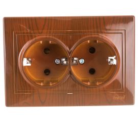 Розетка Lezard Мира х2 с заземлением, сосна 701-0801-127 