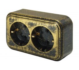 2-местная розетка SVET RA 16-238-Черная Бронза открытой установки с заземлением EV0311-0045 