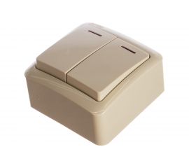 Двойной выключатель с подсветкой Lezard VIOLA крем 751-0300-112 