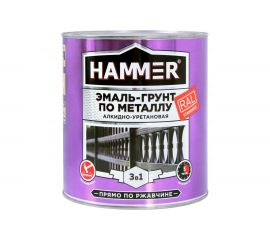 Эмаль-грунт по металлу HAMMER 3в1 АУ п/гл RAL 9004 сигнал. черный 2,7 кг ЭК000133634 