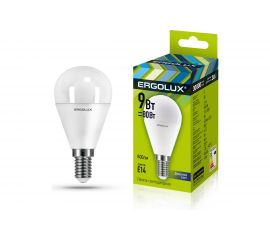 Электрическая светодиодная лампа Ergolux LED-G45-9W-E14-6K 9Вт E14 6500K 172-265В 13175 
