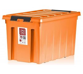 Контейнер на роликах с крышкой Rox Box 70 л, оранжевый 070-00.12 