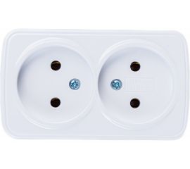 Розетка TDM двойная 2П открытой установки IP20 10А, белая ""Дача"" Народная SQ1824-0009 