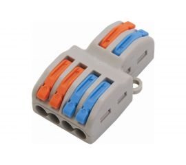 Строительно-монтажная клемма STEKKER 2-контактные группы 1 ввод, 3 вывода на полюс, LD222-424, 25шт, 39249 