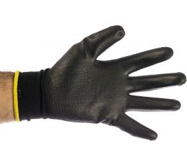 Полиэстеровые перчатки с полиуретановым покрытием Delta Plus цвет черный, р. 7 VE702PN07 