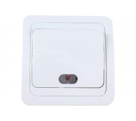 1 клавишный выключатель Econ Мимоза с подсветкой 10А белый 2111 