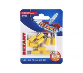 Плоская изолированная клемма REXANT РПи-м 6,0-(6,3) гнездо 7,4 мм 4-6 мм2 желтый 10 шт 06-0391-A 