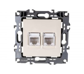 Информационная двойная розетка ЭРА 12-3108-02 2XRJ45, IP20, 12, слоновая кость Б0014730 