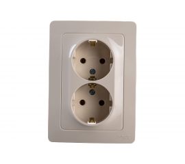 2-местная розетка Schneider Electric скрытой проводки Blanca 16А IP20 250В с заземлением без защитных шторок бежевый BLNRS001027 