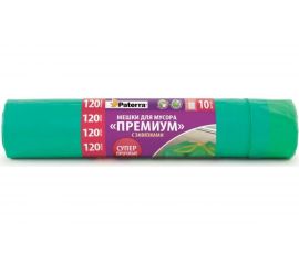 Мешки для мусора PREMIUM (10 шт; 120 л) с завязками зеленые PATERRA 106-009 