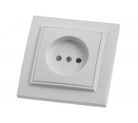 Розетка STEKKER 1-местная б/з, 220В, 10А с защитной шторкой, серия Эрна, белая 39049 