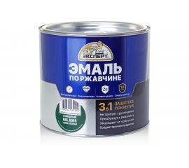 Эмаль ЭКСПЕРТ по ржавчине 3 в 1 глянцевая, темно-зеленый RAL 6005, 1.8 кг 28271 