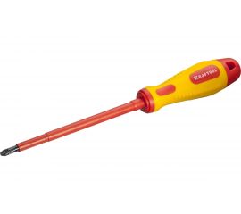 Отвертка KRAFTOOL высоковольтная, Cr-Mo-V стержень, двухкомп. маслобензостойкая рукоятка, PH №3, 150мм 250084-3-150 