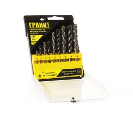 Набор сверл по металлу, бетону (9 штук; HSS-G; 3.4.5.6.8 мм; бетон 4.5.6.8 мм) ГРАНИТ 700003 