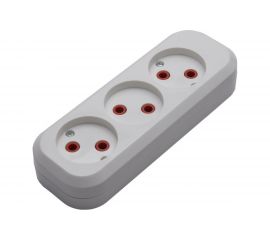 Разборная переносная розетка STEKKER 3 гнезда без заземления 250В 10A IP20 белая, PST10-300-20 39008 