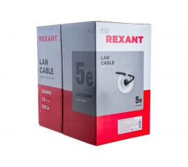 Кабель REXANT витая пара, FTP, 2PR, 24AWG, CAT5e, наружный, OUTDOOR, бухта 305 м 01-0124 