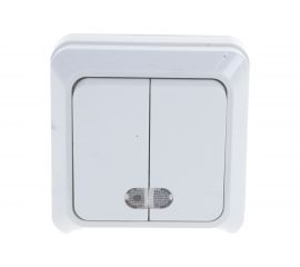 Выключатель IN HOME 2кл с подсветкой BOLLETO белый накл 7123 4680005959778 